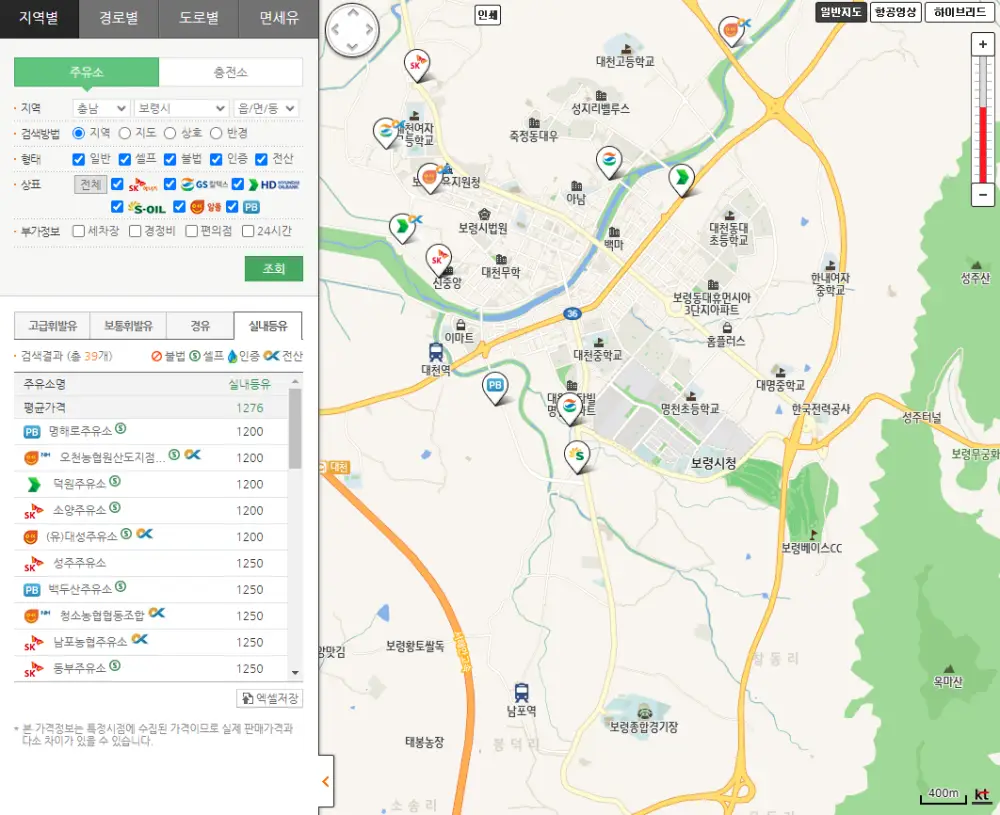 등유 가격 비교