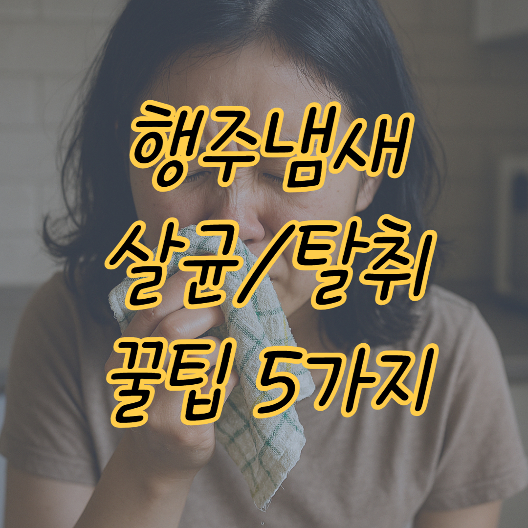행주 냄새나서 인상쓰는모습