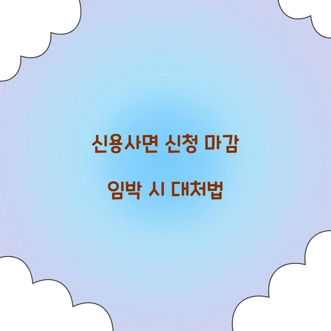 신용사면 신청 마감 임박 시 대처법