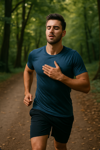 호흡에 집중하고 있는 러너 사진