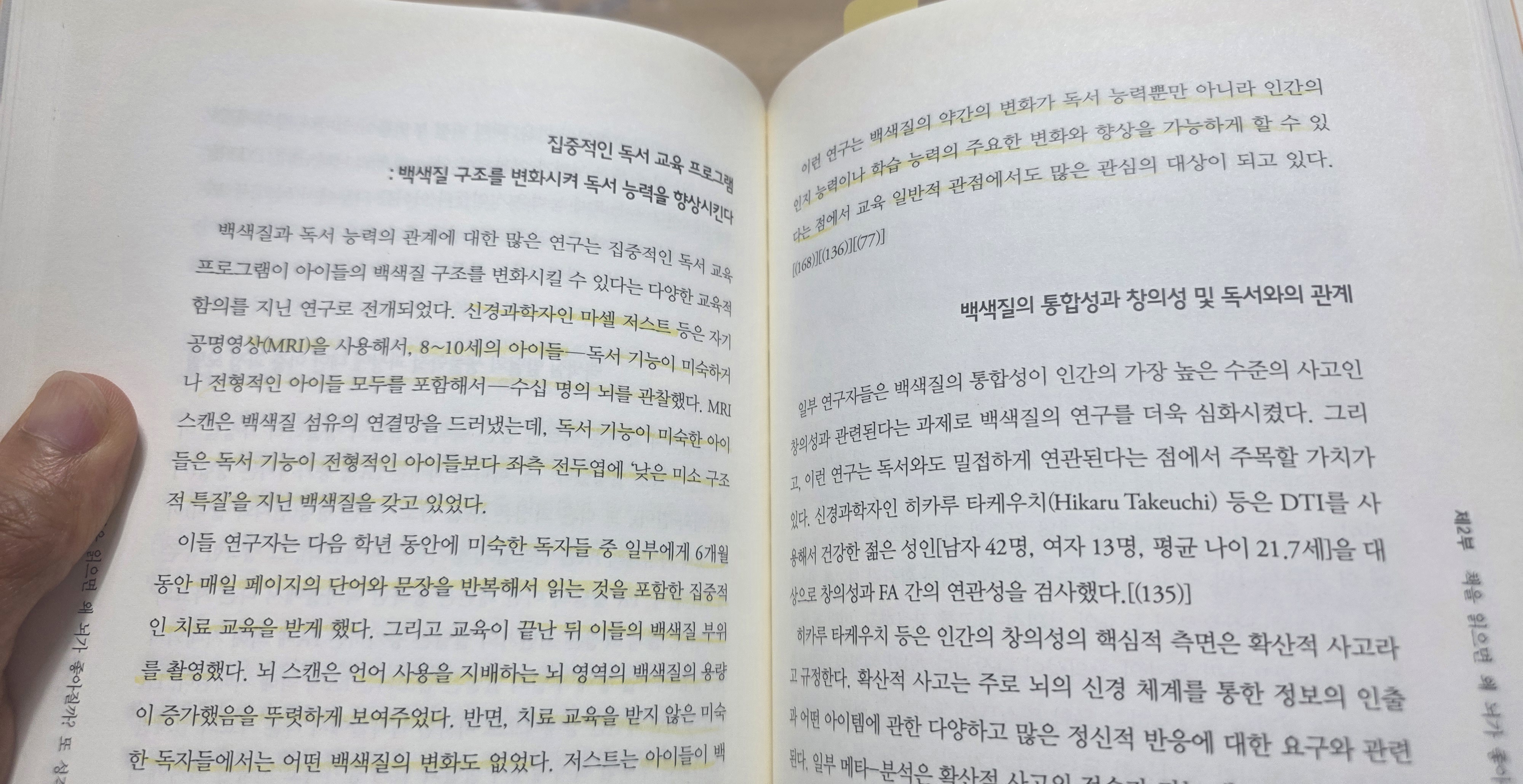 백색질의 구조를 변화시키는 집중적인 독서 교육 프로그램