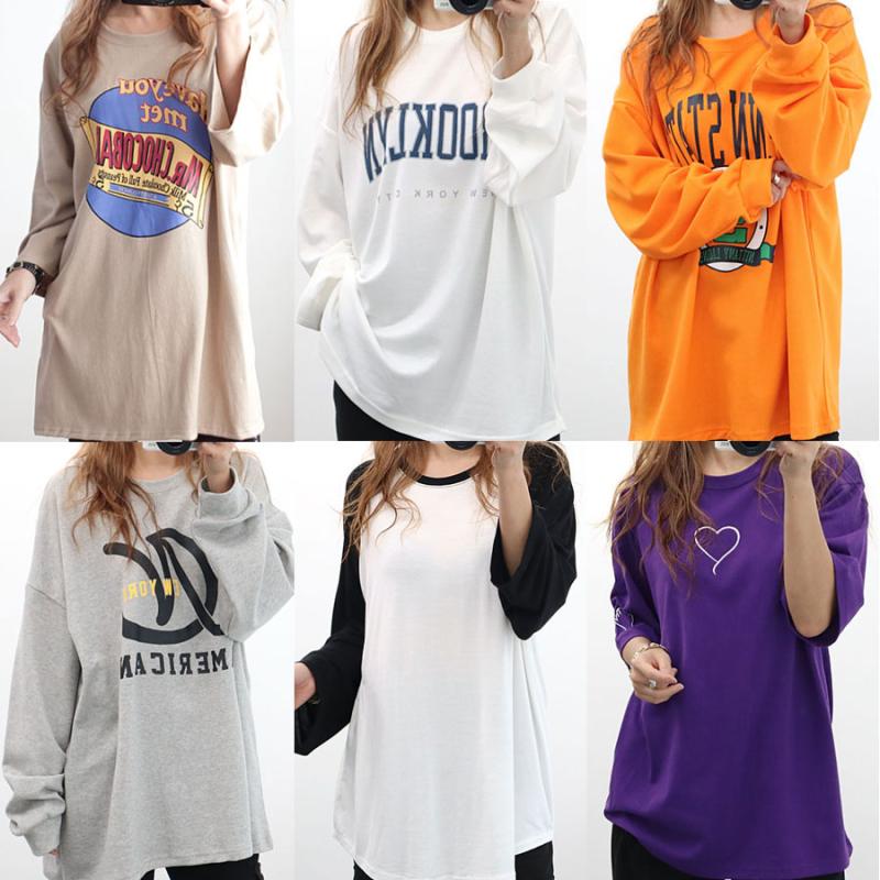 블랙쉽 여성 롱티 레이어드 박스 티셔츠