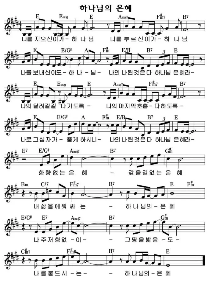E코드 찬양 악보 예수 이름 승리 찬양곡 전체 구성_1