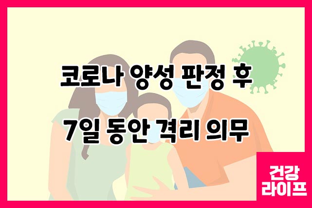 코로나 양성 판정 후 7일 동안 격리 의무입니다.