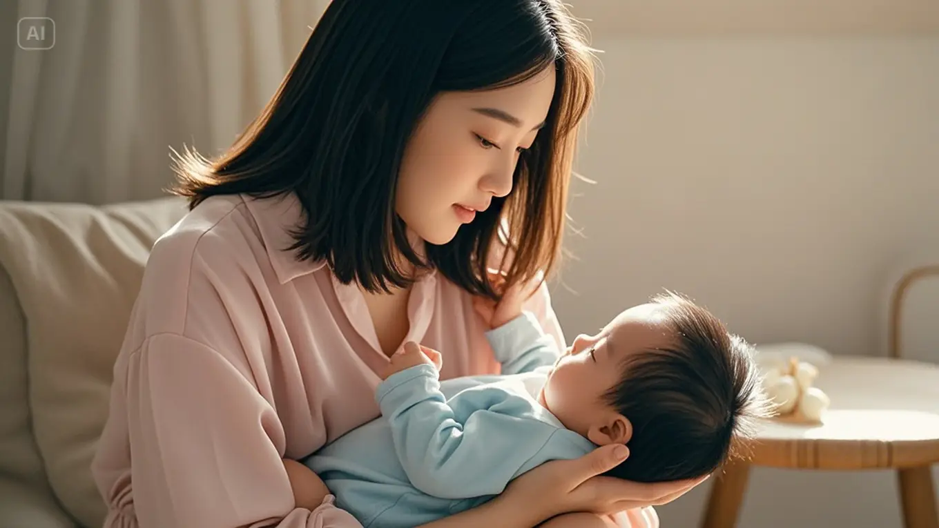 아이를 돌보는 여성