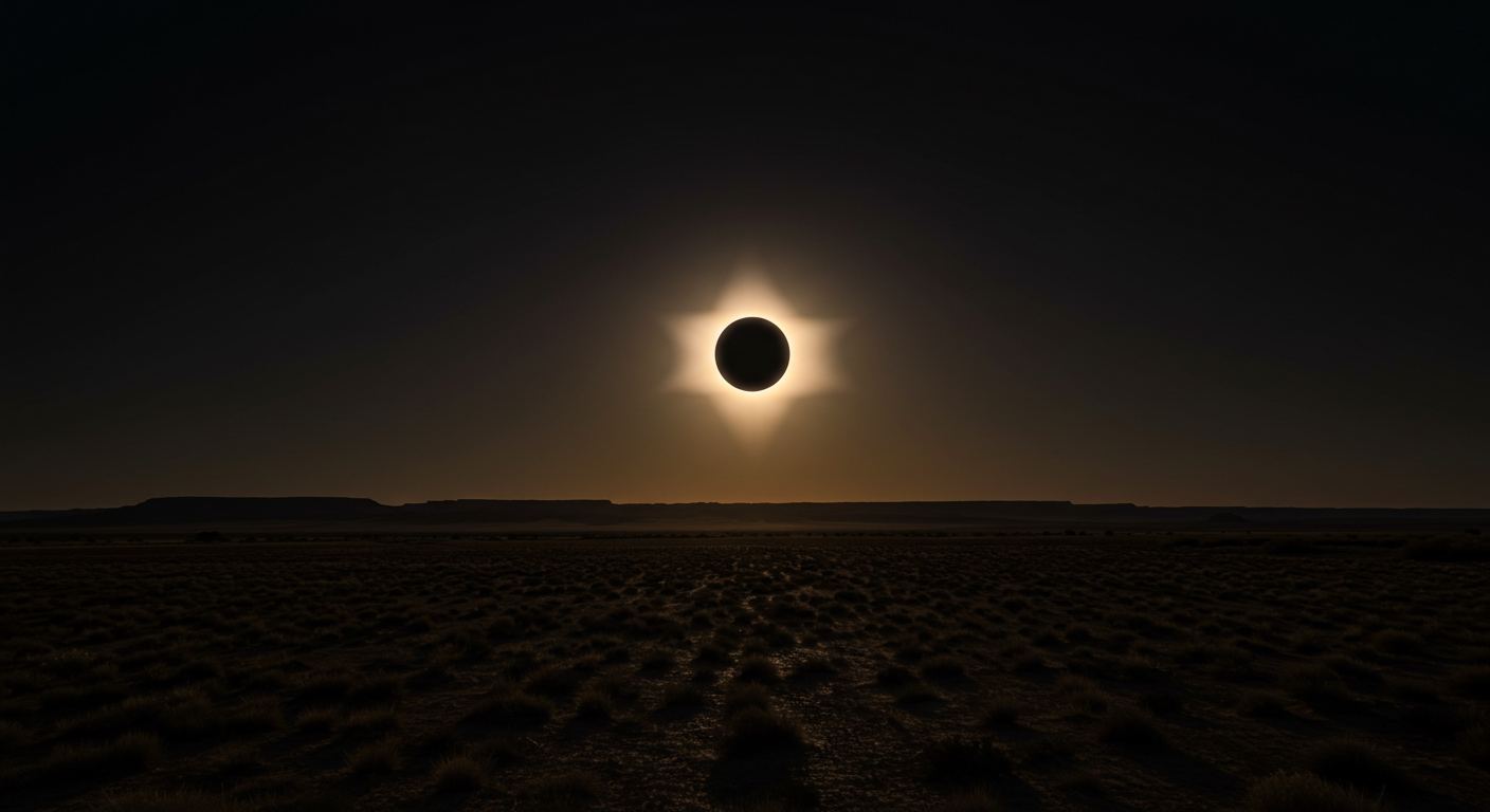 2024 개기일식 장면을 AI로 재현한 시뮬레이션 이미지