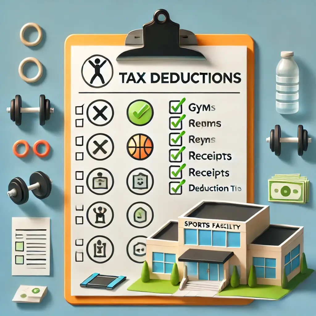 체육시설 소득공제를 위한 주요 유의사항을 정리한 일러스트.