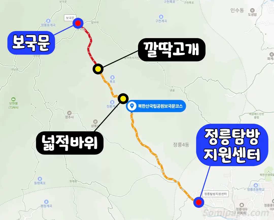 북한산-등산경로-보국문코스