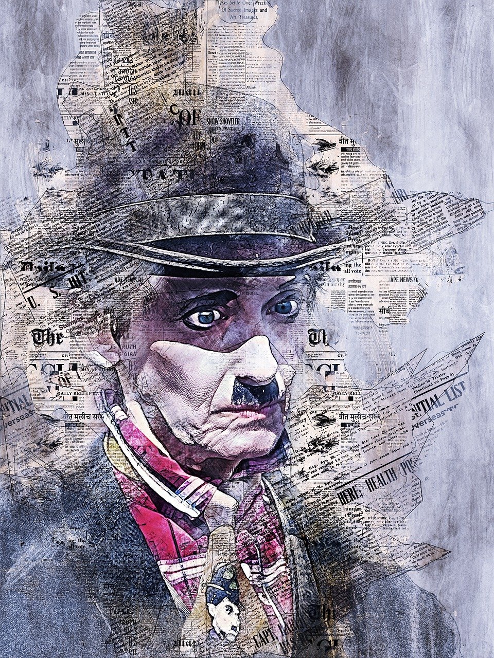 희극 배우 찰리 채플린의 그림 이미지