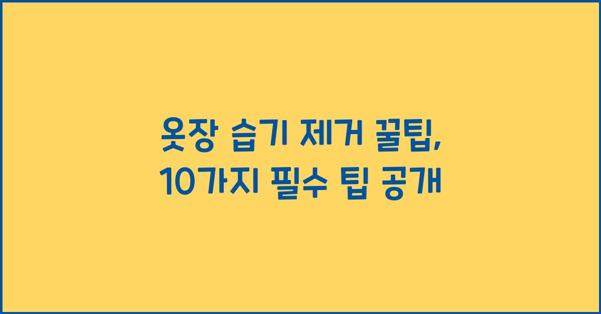 옷장 습기 제거 꿀팁