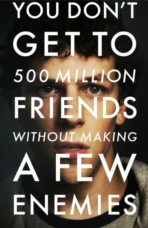 영화 소셜 네트워크 포스터, 페이스북 창업자 마크 저커버그의 성공과 인간관계를 그린 영화