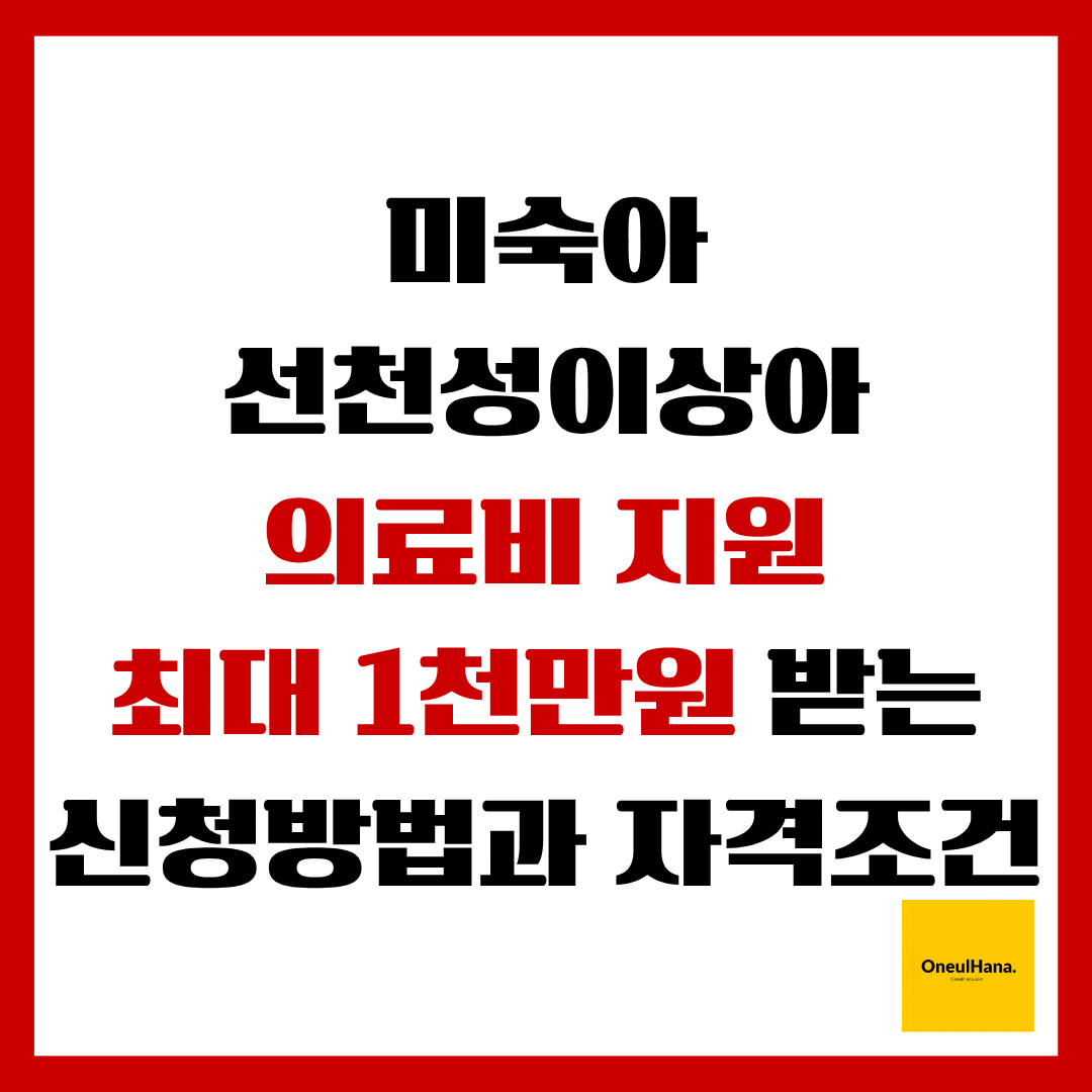 미숙아 및 선천성이상아 의료비 지원
