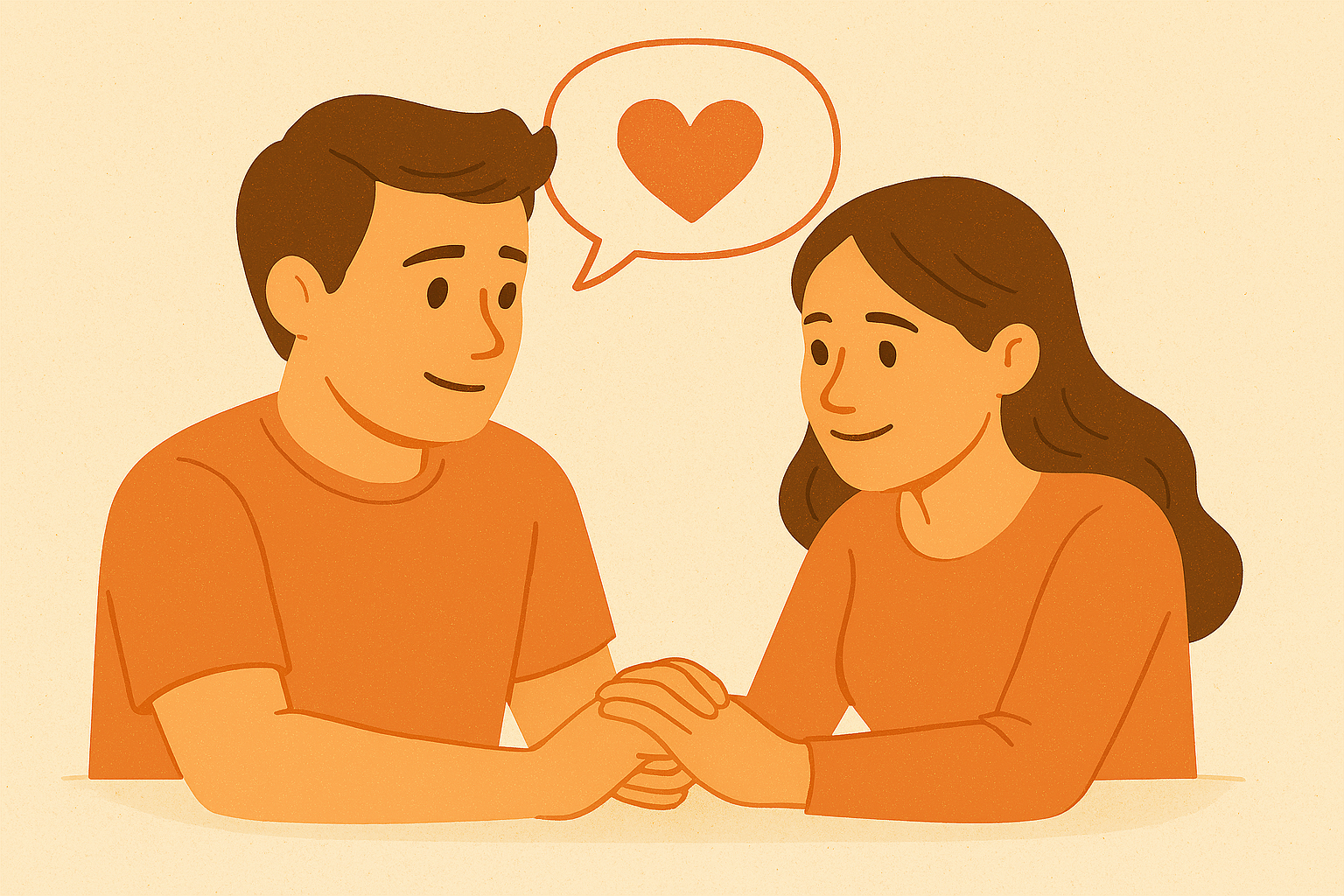 부부가 서로의 감정을 나누며 따뜻하게 대화하는 순간