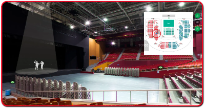 B1좌석 맨 뒤쪽과 B2좌석 맨 앞 사이