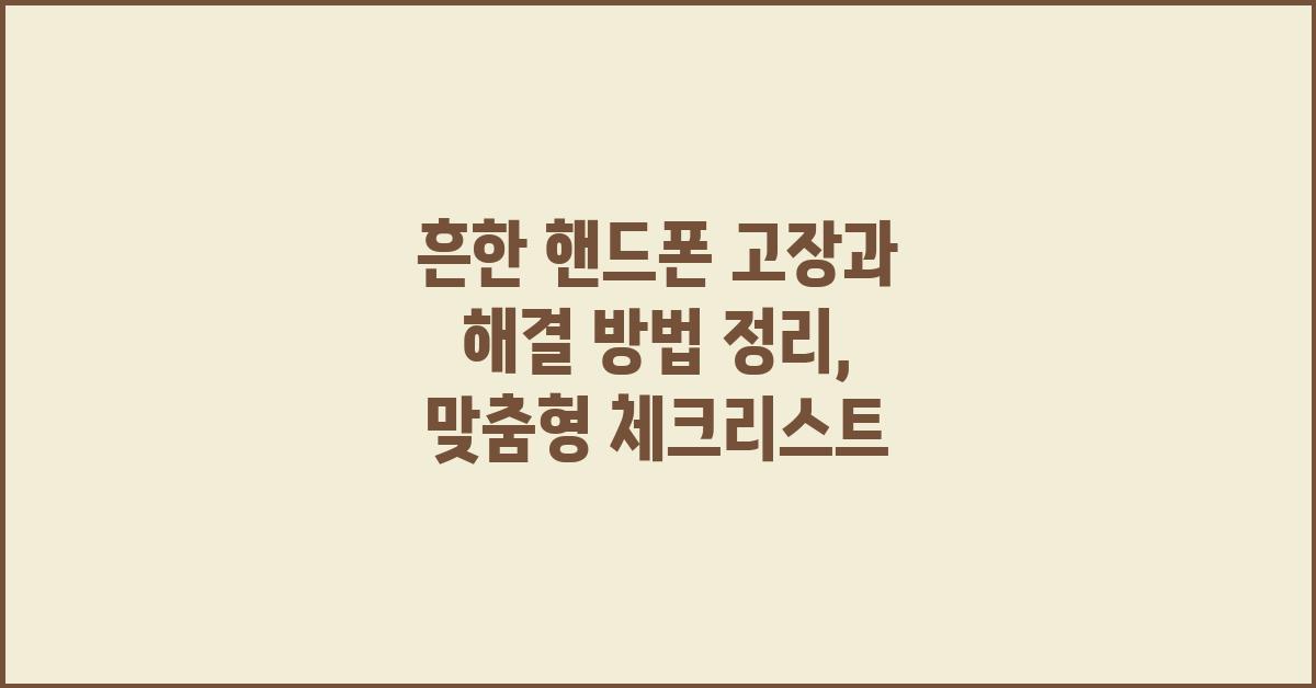 흔한 핸드폰 고장과 해결 방법 정리