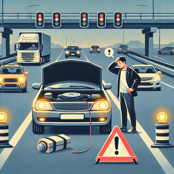 자동차가 고장나서 난감한 상황 이미지