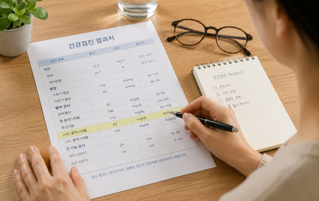 HDL 콜레스테롤 정상수치 건강검진 결과