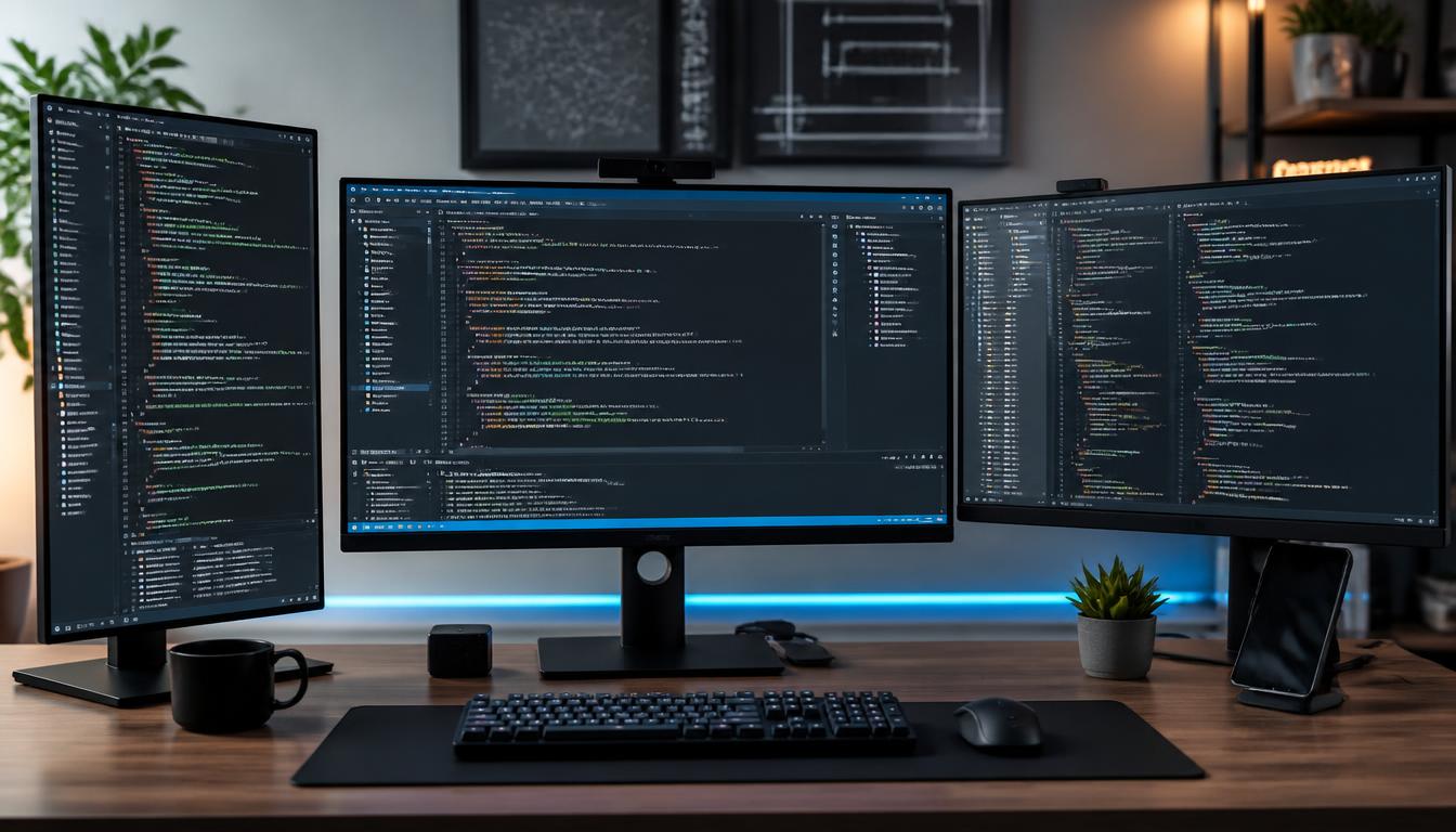 Lines of mobile operating system source code displayed on a programmer's monitor.