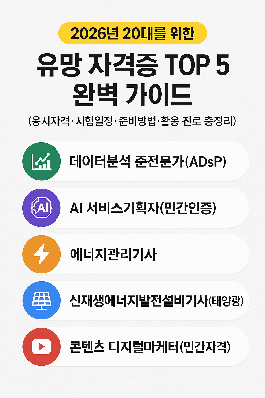 유망 자격증 탑 5를 보여 주는 이미지