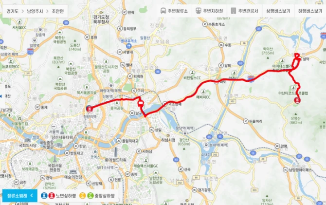 경기공공-직행좌석버스-8005번-버스-경유지-노선도