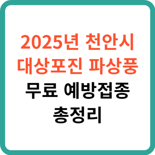 2025년 천안시 대상포진 파상풍 무료 예방접종 총정리 썸네일