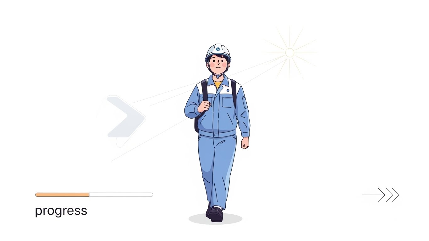 앞을 향해 나아가는 청년의 모습, 고졸 취업도 충분히 미래가 있습니다.