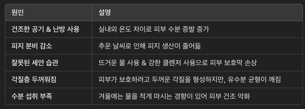 겨울철 피부가 건조해지는 원인