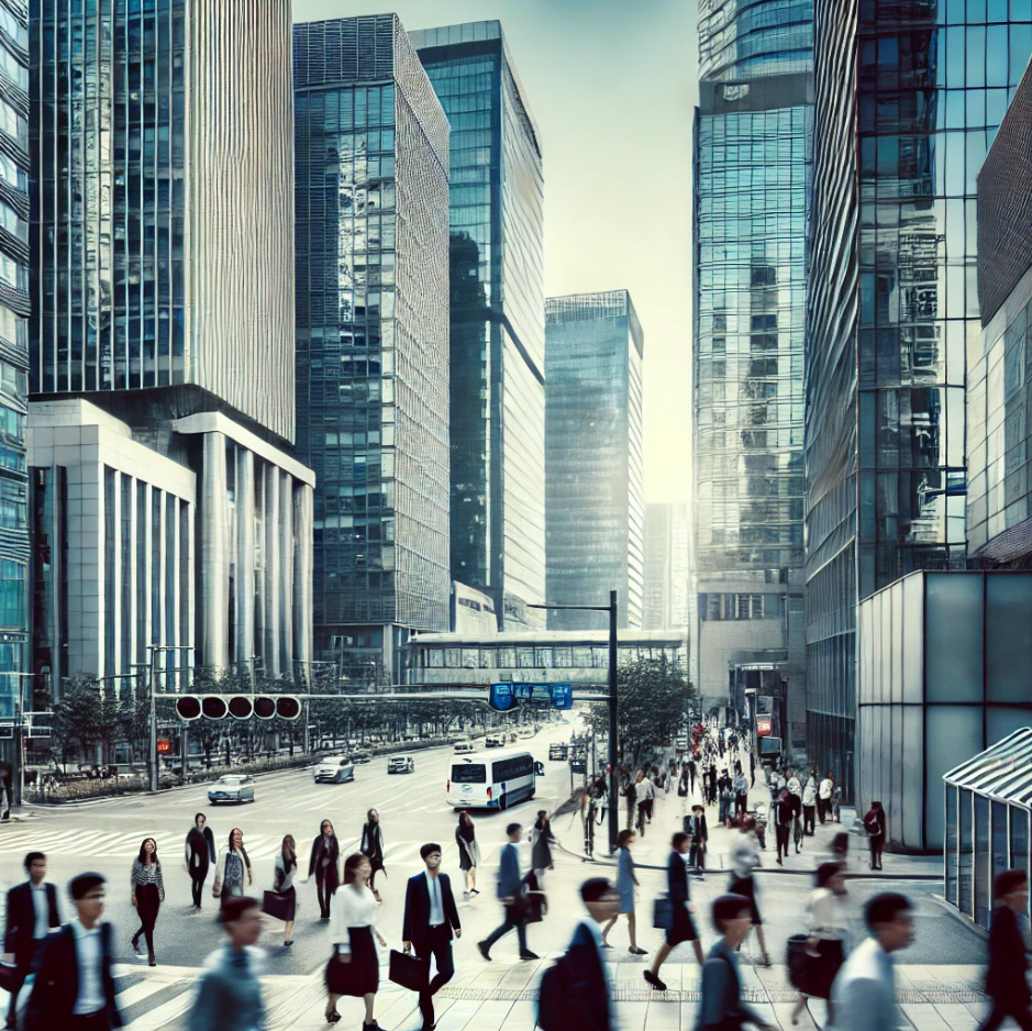 분주한 비즈니스 지구