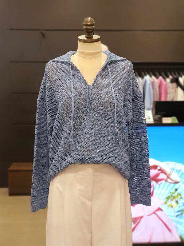 시슬리 메쉬 수술장식 니트 풀오버 SAKP45331