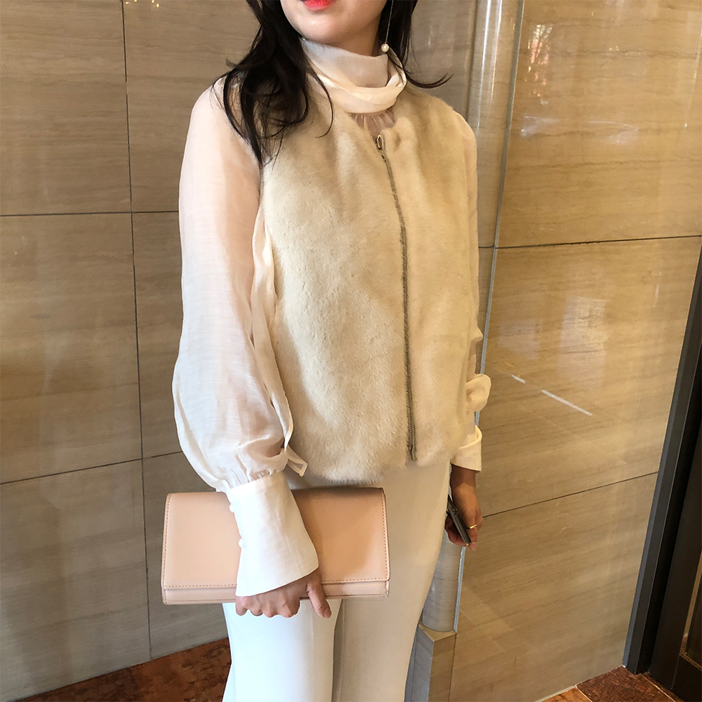 짚업 밍크 베스트 모피 조끼 퍼 4color 펄/블랙/사파이어/멀티