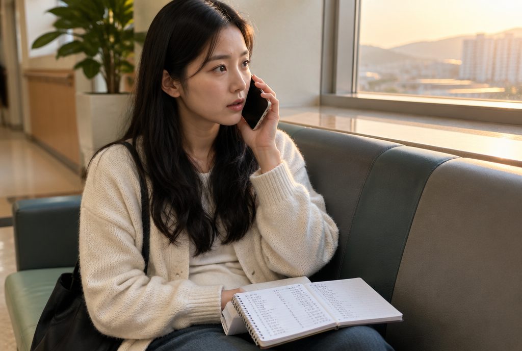 재활병원 전원을 위해 병원 목록을 정리하는 아내