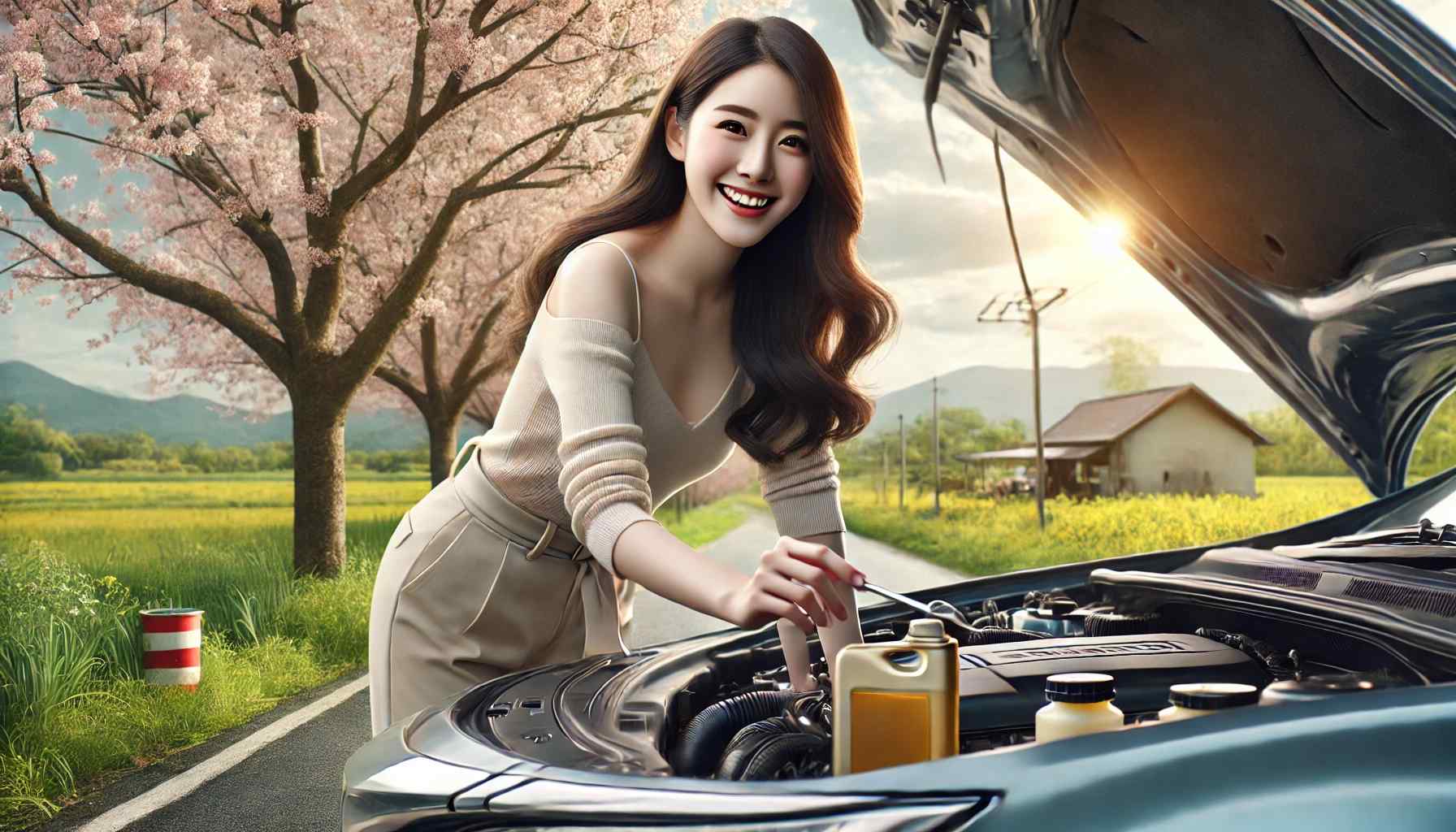 봄철 자동차 관리하는 사람