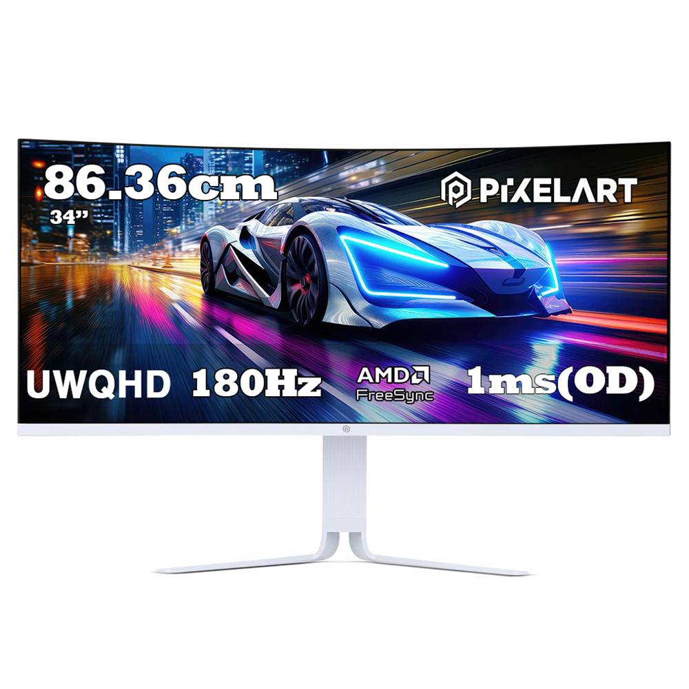 픽셀아트 UWQHD 180Hz FAST VA 패널 1ms 게이밍 커브드 모니터 화이트, 86.36cm, X3