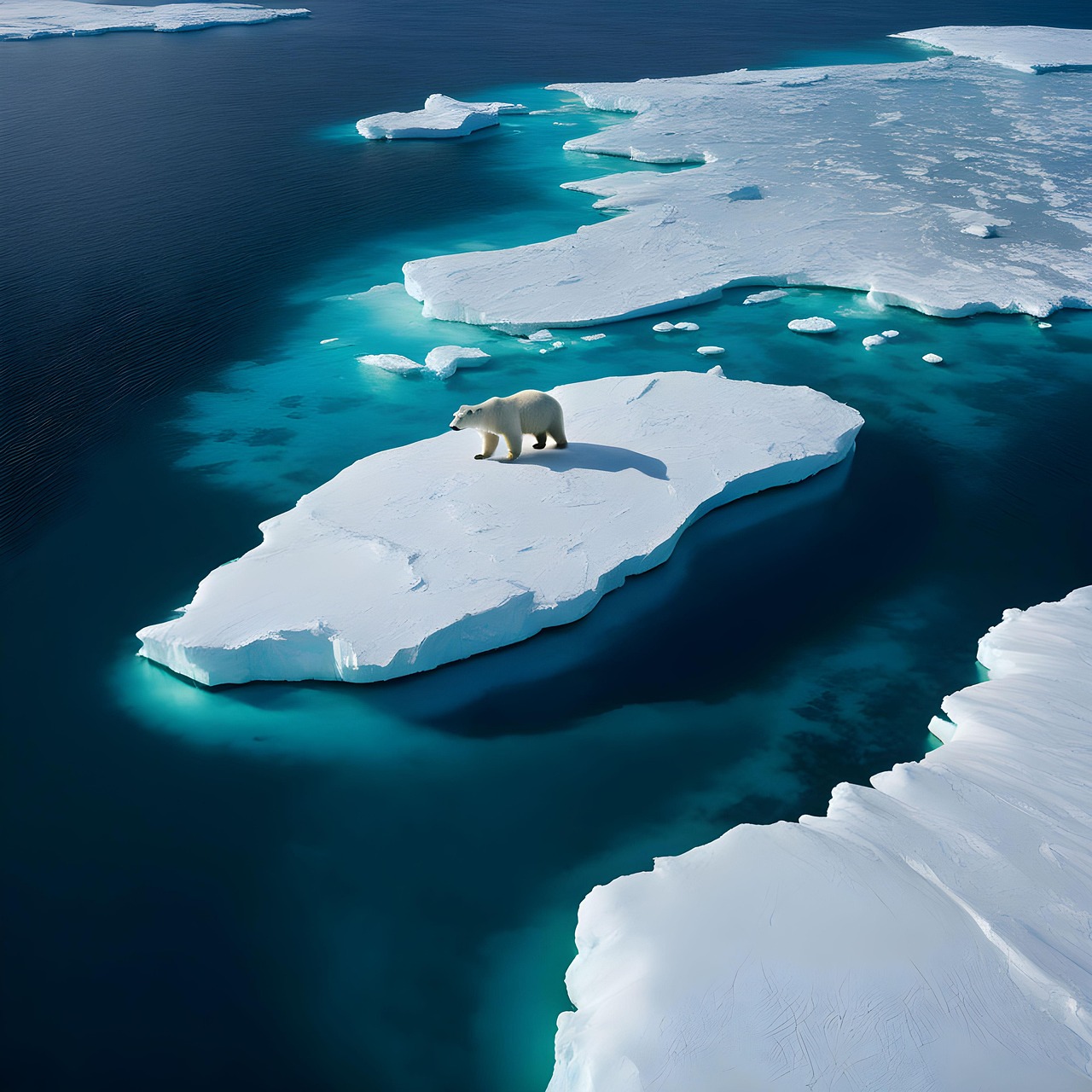 얼음 위에 있는 북극곰 사진