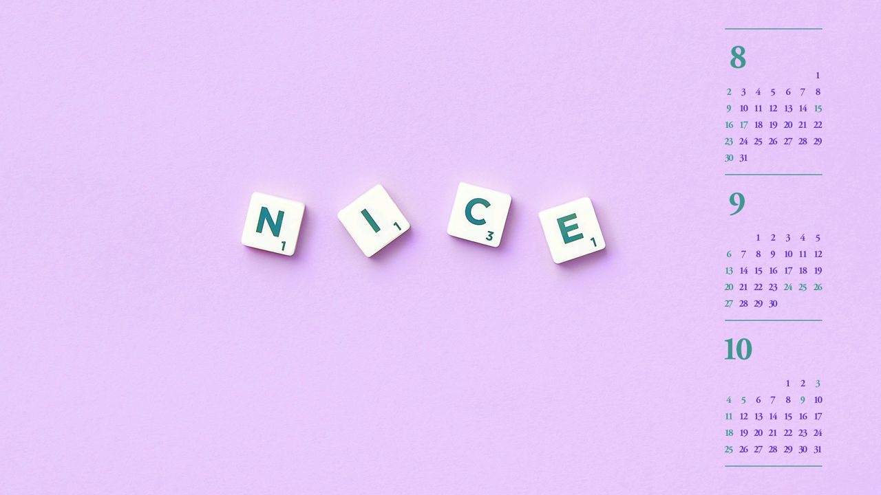 08 알파벳 Nice B - 2026년9월 달력배경화면