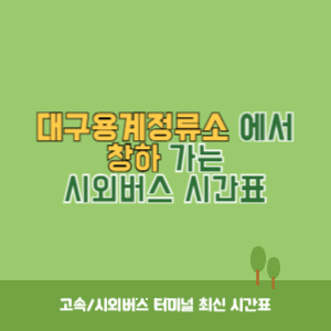 대구용계정류소에서 창하 가는 시외버스 시간표 최신정보