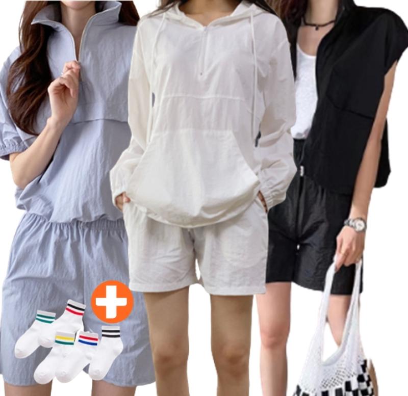 여성 아노락트레이닝세트 운동복 트레이닝복세트 츄리닝 여름 반팔 반바지