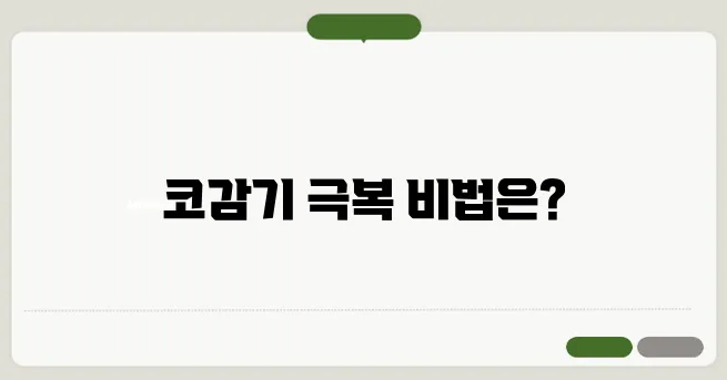 코감기 빨리 낫는 법 효과적인 치료법
