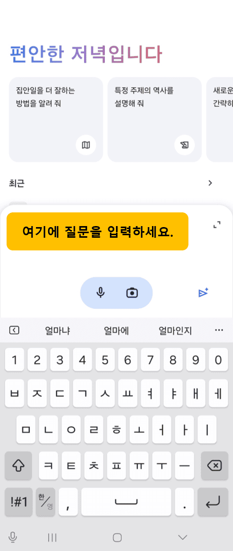 첫 번째 Gemini 앱 사용 방법 질문 입력