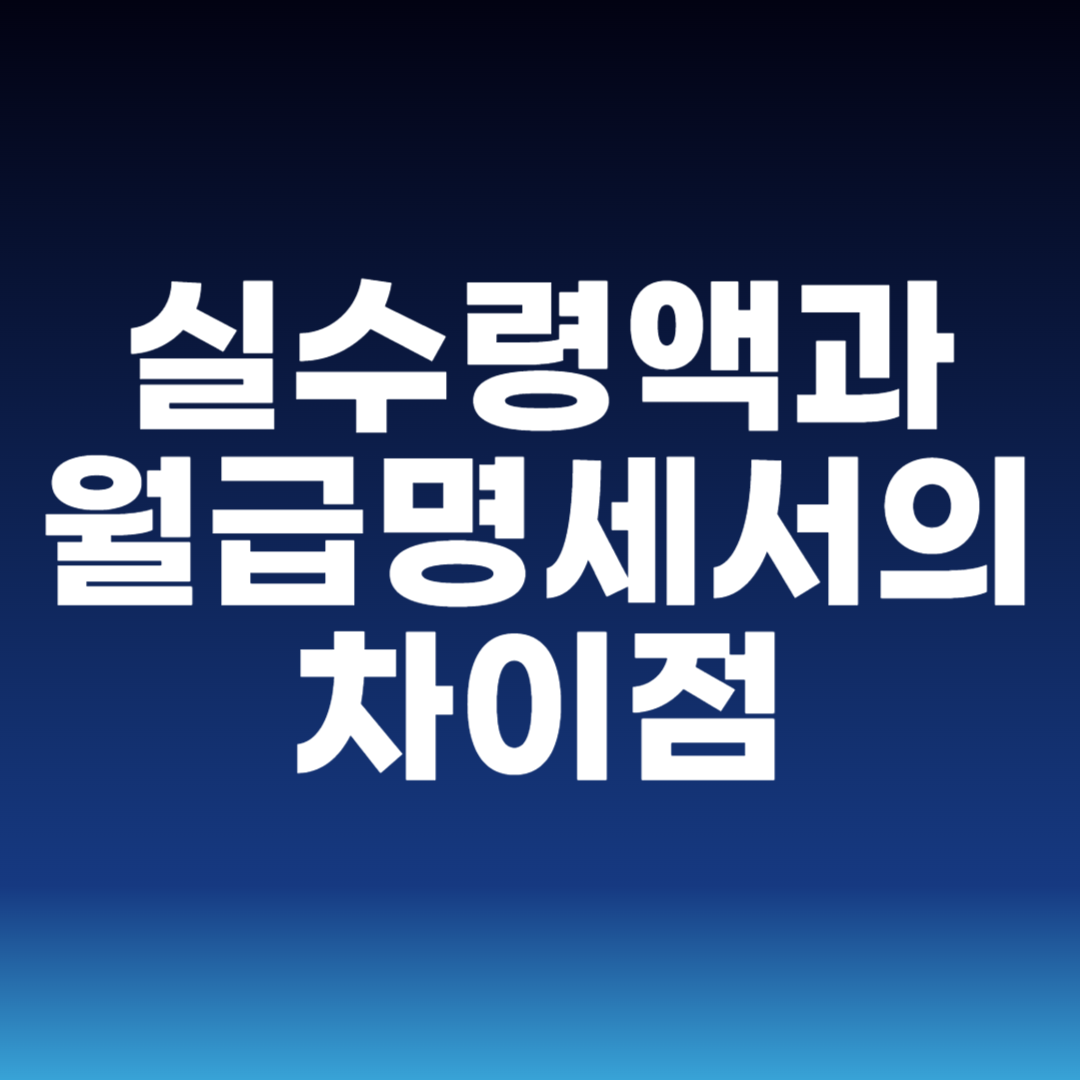 실수령액과 월급명세서의 차이점