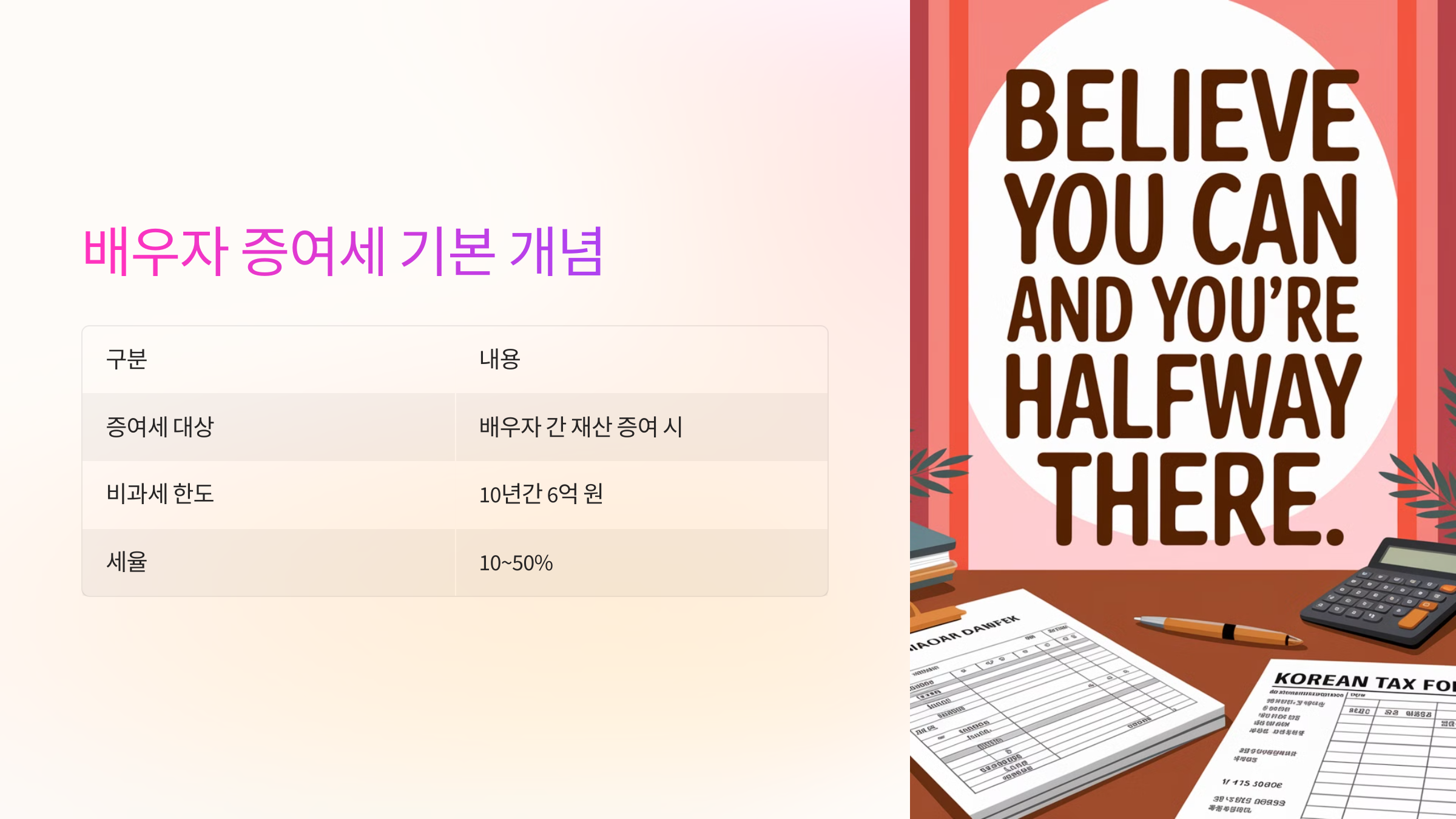 📊 배우자 증여세 기본 개념 표