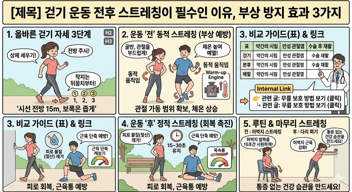 걷기 운동 전후 스트레칭이 필수인 이유
