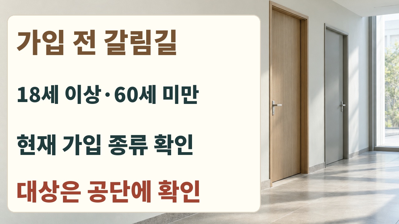 임의가입 전에 현재 가입 종류와 나이 조건을 구분하는 안내 카드