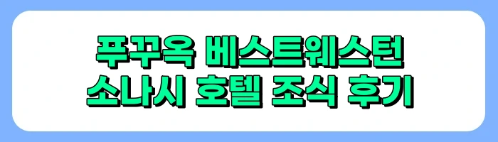 푸꾸옥 베스트웨스턴 소나시 호텔 부대시설(로비, 키즈클럽, 헬스장) 및 공항 셔틀버스 정보