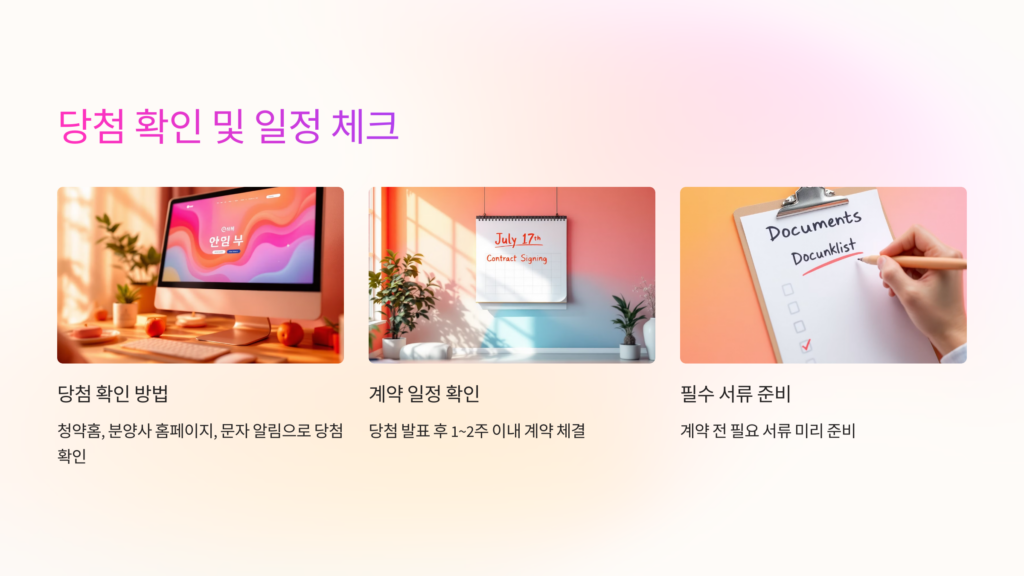 아파트 당첨 확인 및 일정 체크