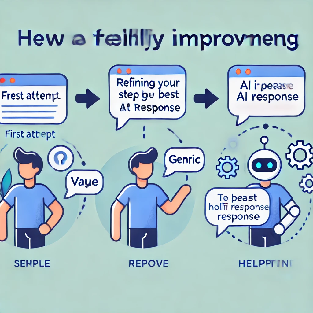 AI와 인간이 프롬프트를 반복적으로 개선하며 최적의 답변을 얻는 과정을 시각적으로 표현