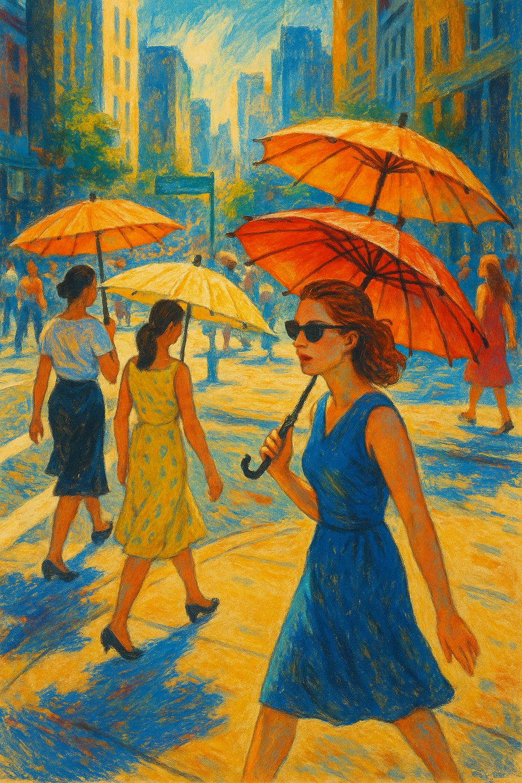 양산을 쓰고 다니는 서양 여성들