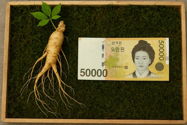 산삼과 지폐 사진