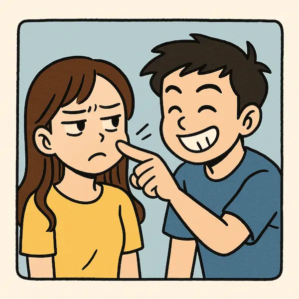 여자에게 장난치는 남자