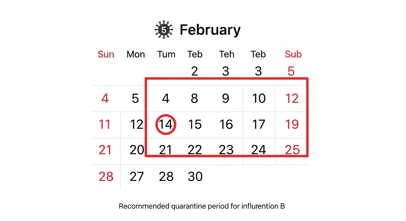 B형 독감 권고 격리 기간인 5일을 표시한 달력 이미지